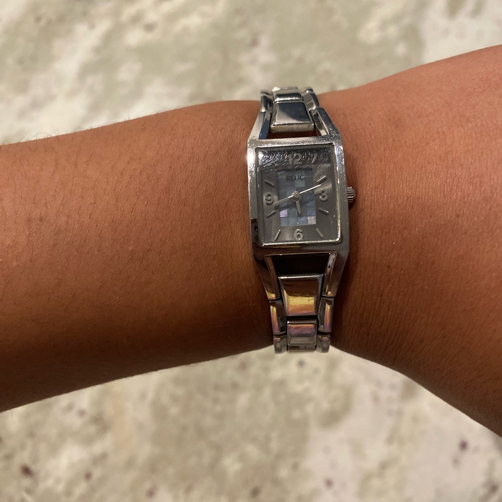 Relic-Silver Rectangular Wristwatch